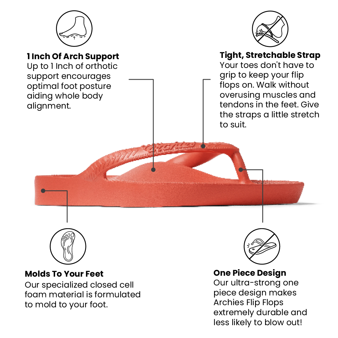 Arch Support Flip Flops - Classic - Coral