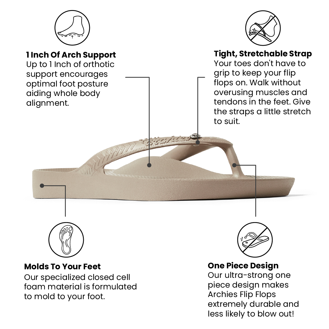 Arch Support Flip Flops - Classic - Crystal Taupe
